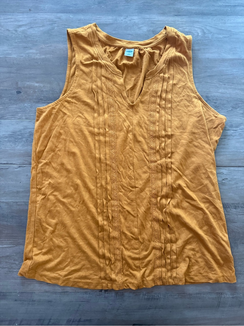 Sleeveless Mustard Pintuck Women’s Top